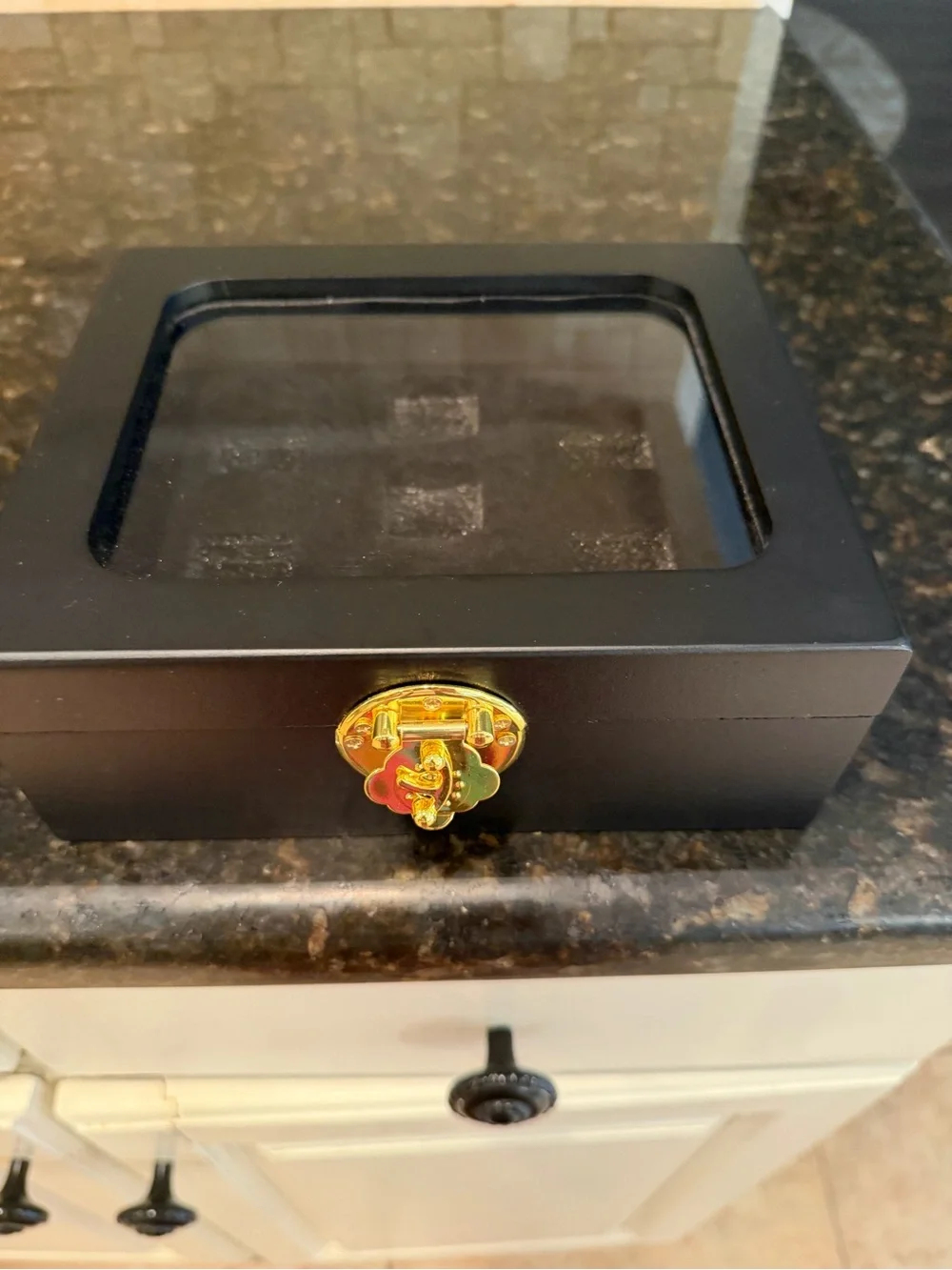 Championship Ring Display Box with Clear Lid and Gold Latch